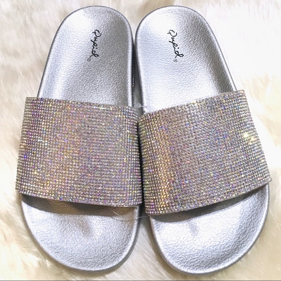 silver bling slides